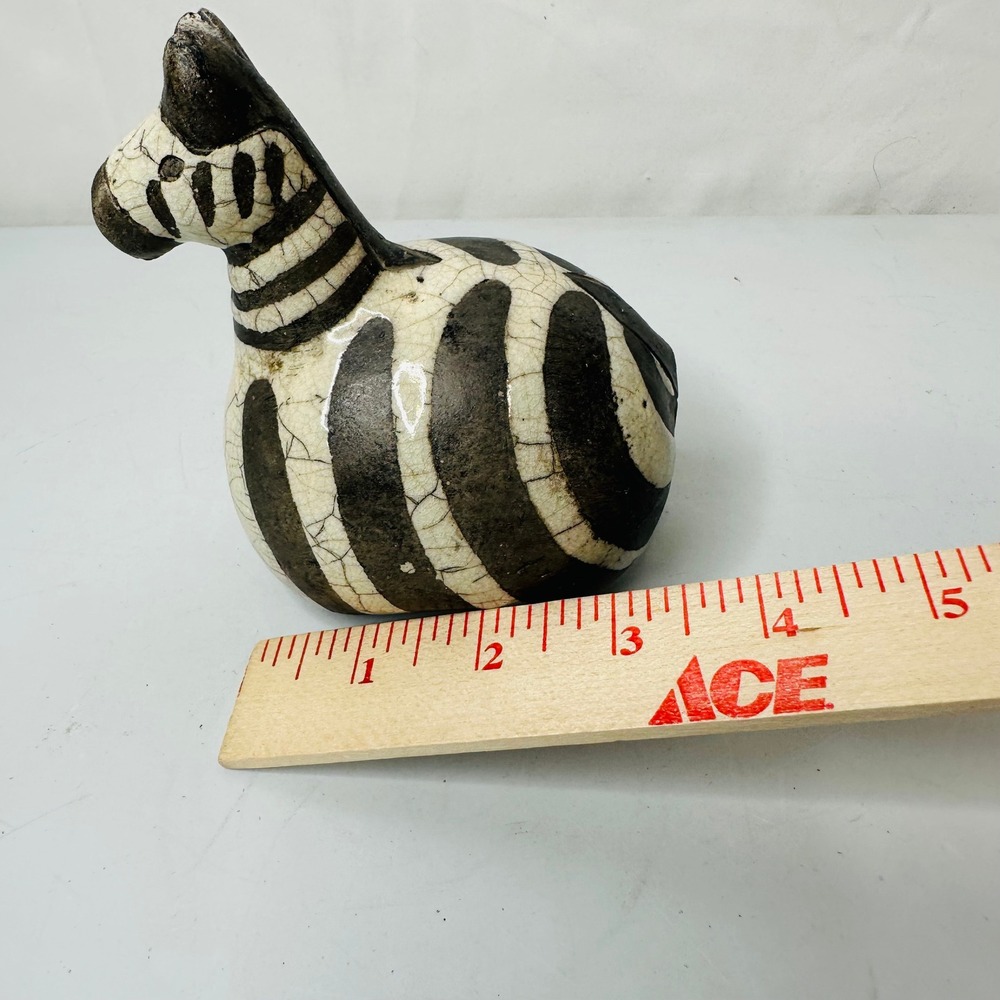 Studio Pottery Zebra Figurine Crackle Glaze Hand Painted Signed Art Piece - Picture 7 of 7